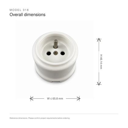 Surface-Mounted Ceramic French Socket Outlet